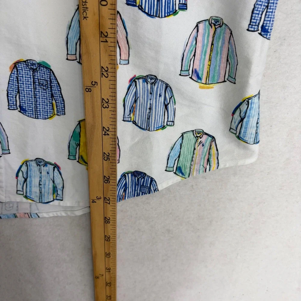 Polo Ralph Lauren Men M White Painterly Shirt Icon Print Short Sleeve Oxford
